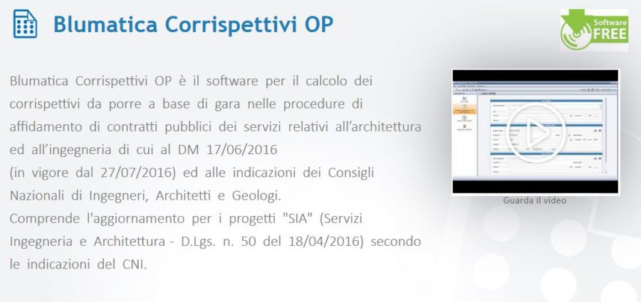 Software Blumatica - Calcolo Corrispettivi OP