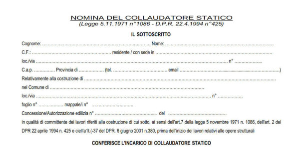 Modello - Nomina e Accettazione Collaudatore Statico